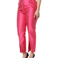 Dolce & Gabbana Pink Silk High Waist Tapered Pants