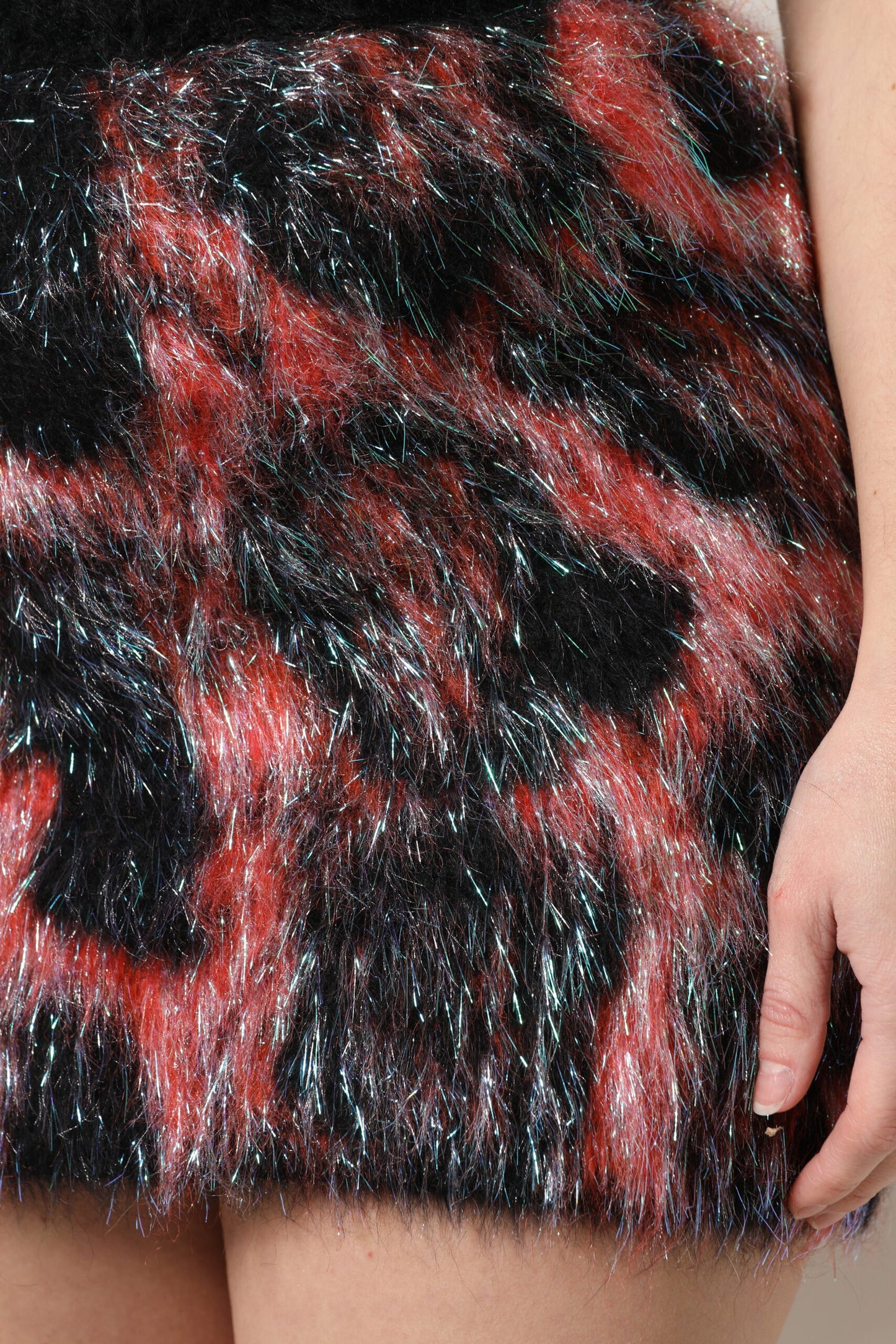 Dolce & Gabbana Multicolor Plush High Waist Mini Skirt