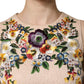 Dolce & Gabbana Beige Floral Embroidery Sleeveless Tank Top