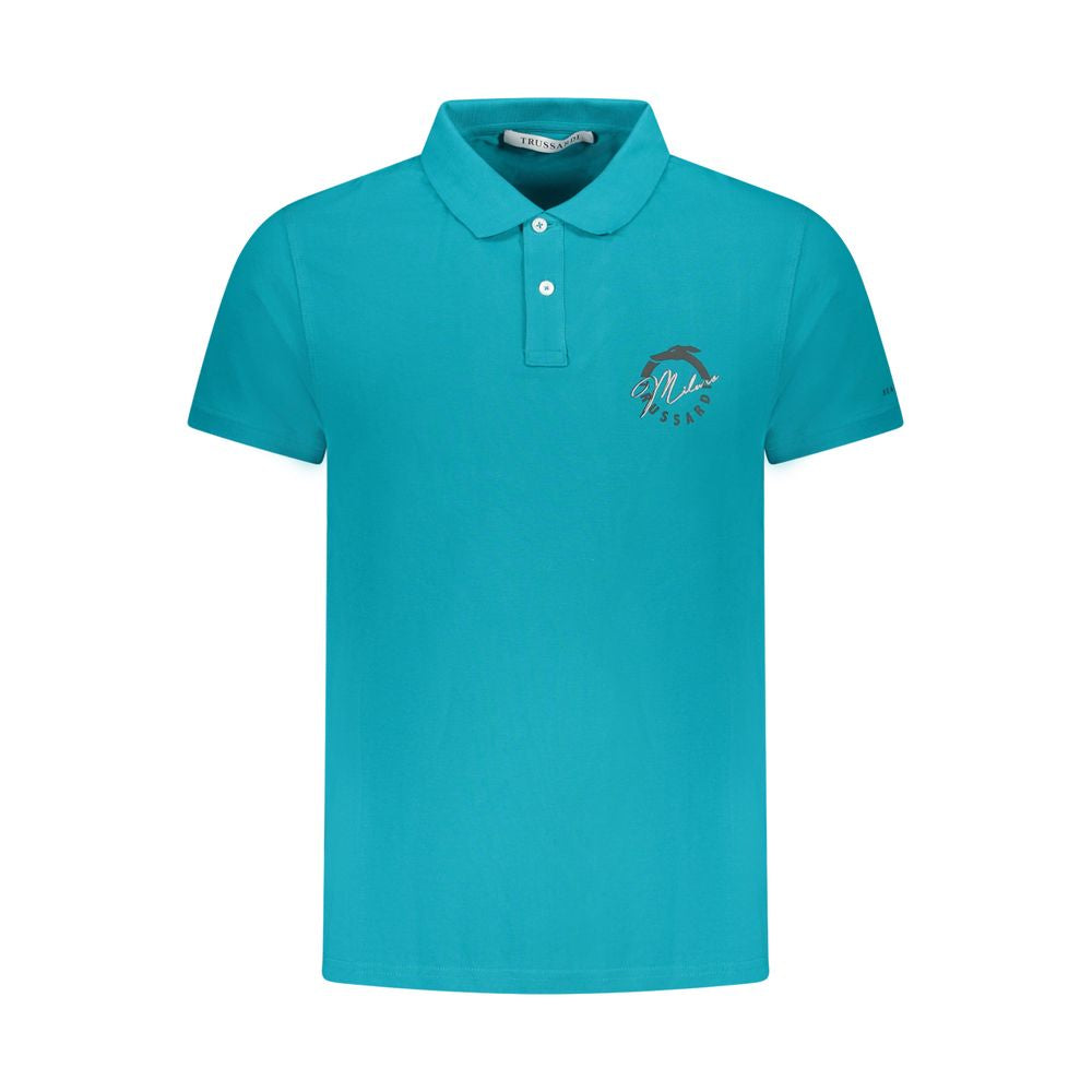 Light Blue Cotton Men Polo Shirt