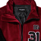 Dolce & Gabbana Red Black Cotton Logo FullZip Bomber Jacket