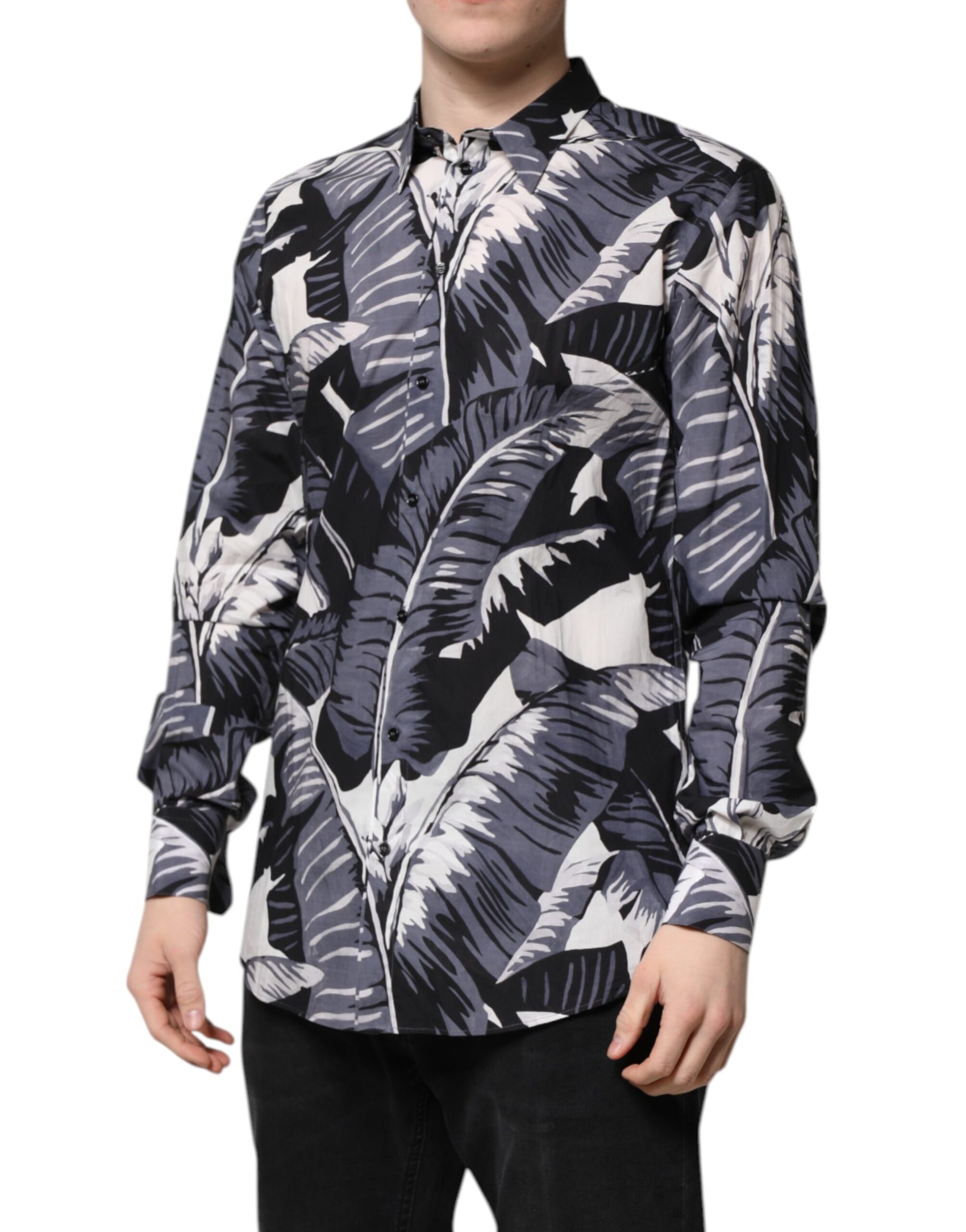 Dolce & Gabbana Multicolor GOLD Cotton Banana Leaf Print Shirt