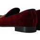 Mocassini da uomo in velluto bordeaux con paillettes