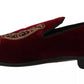 Mocassini da uomo in velluto bordeaux con paillettes