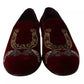 Mocassini da uomo in velluto bordeaux con paillettes