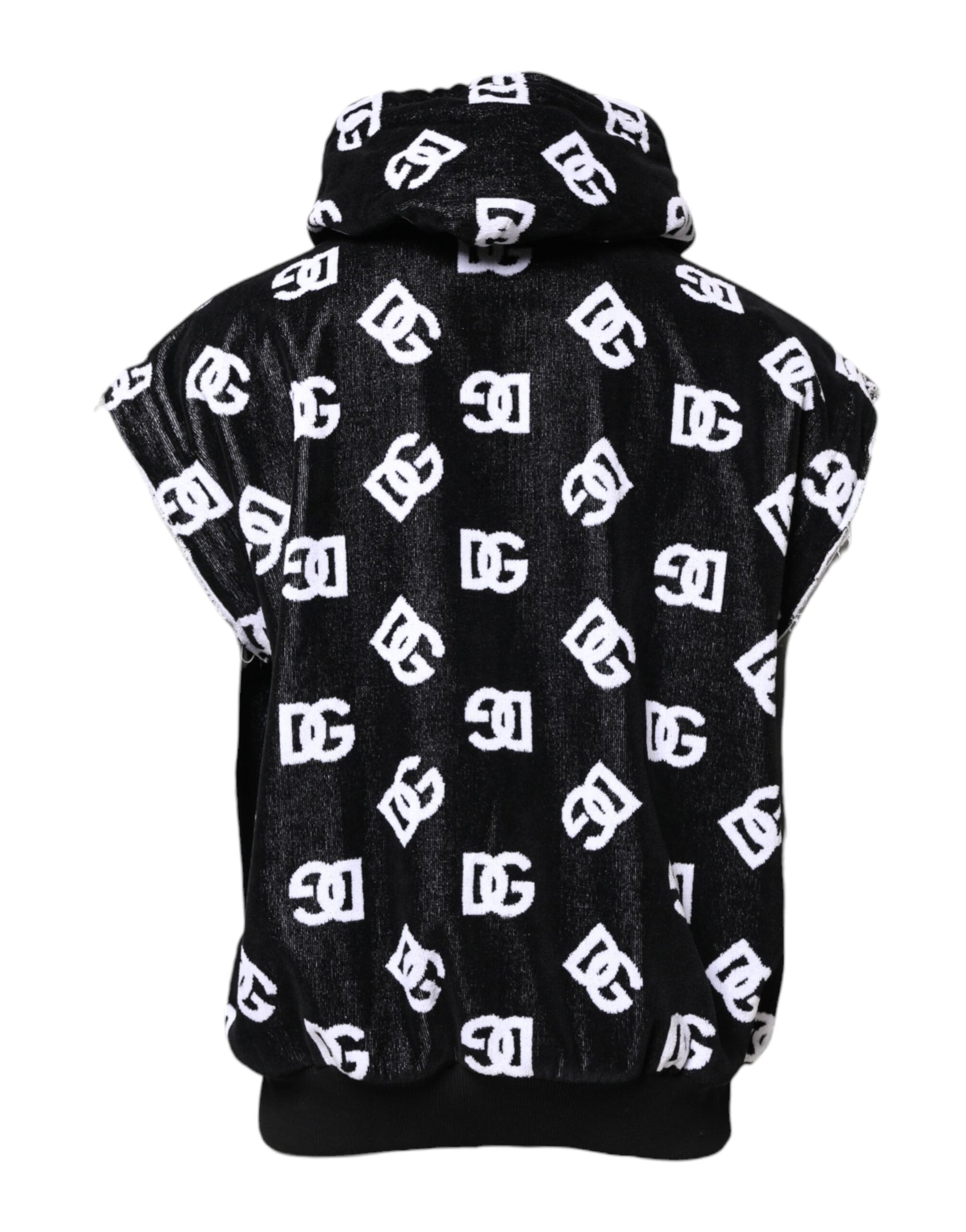 Dolce & Gabbana Black DG Cotton Hooded Sleeveless Sweater