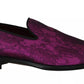 Eleganti mocassini in misto seta e lana viola
