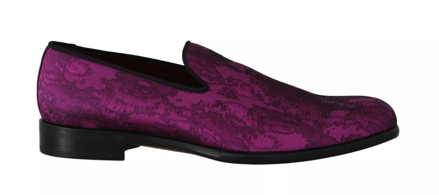 Eleganti mocassini in misto seta e lana viola