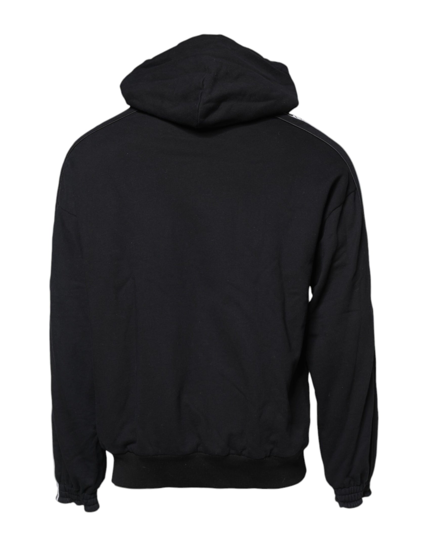 Dolce & Gabbana Black Cotton Logo Hooded Sweatshirt Sweater