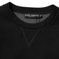Dolce & Gabbana Black Cotton Logo Knitted Pullover Sweater
