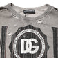 Dolce & Gabbana Gray Logo Print Crew Neck Pullover Sweater