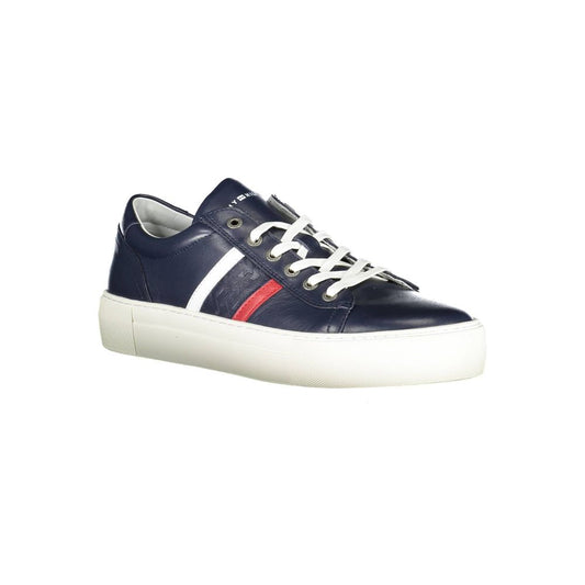 Blue Leather Men Sneaker