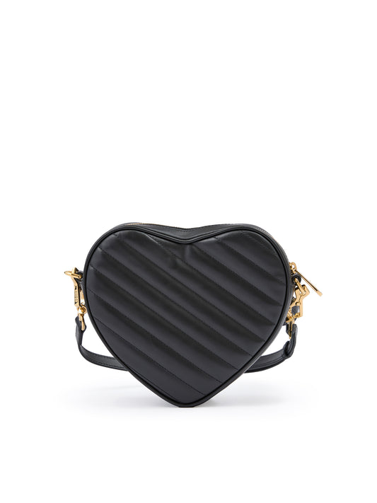 Black Leather Mini Heart Crossbody Bag