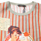 Dolce & Gabbana Multicolor Striped Graphic Linen Round Neck T-shirt