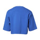 Dolce & Gabbana Blue Printed Cotton Cropped Crew Neck T-shirt
