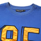 Dolce & Gabbana Blue Printed Cotton Cropped Crew Neck T-shirt