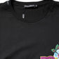 Dolce & Gabbana Black DG Floral Print Crew Neck T-shirt