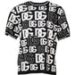 Dolce & Gabbana Black White Silk Knit DG Print T-shirt