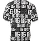 Dolce & Gabbana Black White Silk Knit DG Print T-shirt