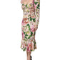 Dolce & Gabbana Pink Floral Silk Fit And Flared Midi Dress