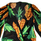 Dolce & Gabbana Black Pineapple Print Silk Wrap Mini Dress