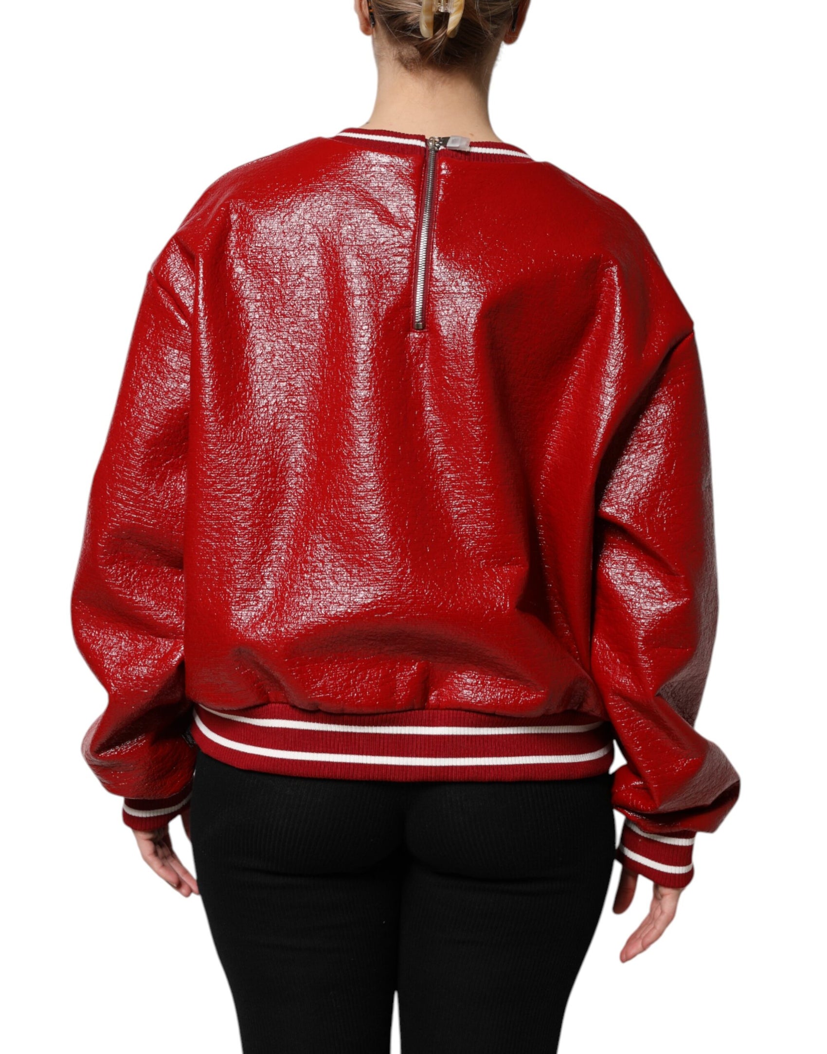 Dolce & Gabbana Red Wool DGLogo Embroidery Pullover Sweater