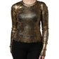 Dolce & Gabbana Gold Round Neck Long Sleeve Pullover Top