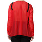 Dolce & Gabbana Red Black Bustier Detailing Long Sleeves Top