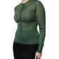 Dolce & Gabbana Green Polyester Long Sleeves Cardigan Sweater