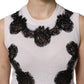 Dolce & Gabbana White Cashmere Floral Lace Detailing Tank Top