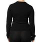Dolce & Gabbana Black Cashmere Embellished Long Sleeves Top