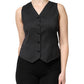 Dolce & Gabbana Black Striped Button Down Sleeveless Vest Top