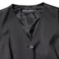 Dolce & Gabbana Black Striped Button Down Sleeveless Vest Top