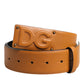Dolce & Gabbana Brown Leather Buckle DG Logo Embossed Belt