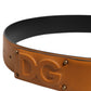 Dolce & Gabbana Brown Leather Buckle DG Logo Embossed Belt