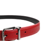 Dolce & Gabbana Red Leather Silver Tone Metal Buckle Belt