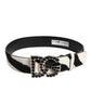 Dolce & Gabbana White Black Leather Zebra DG Crystal Buckle Belt
