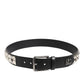 Dolce & Gabbana Black Calf Leather Studded Silver Buckle Belt