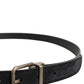 Dolce & Gabbana Black Calf Leather Classic Metal Buckle Belt