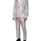 Dolce & Gabbana Light Gray Jacquard Silk Dotted 2 Piece Suit