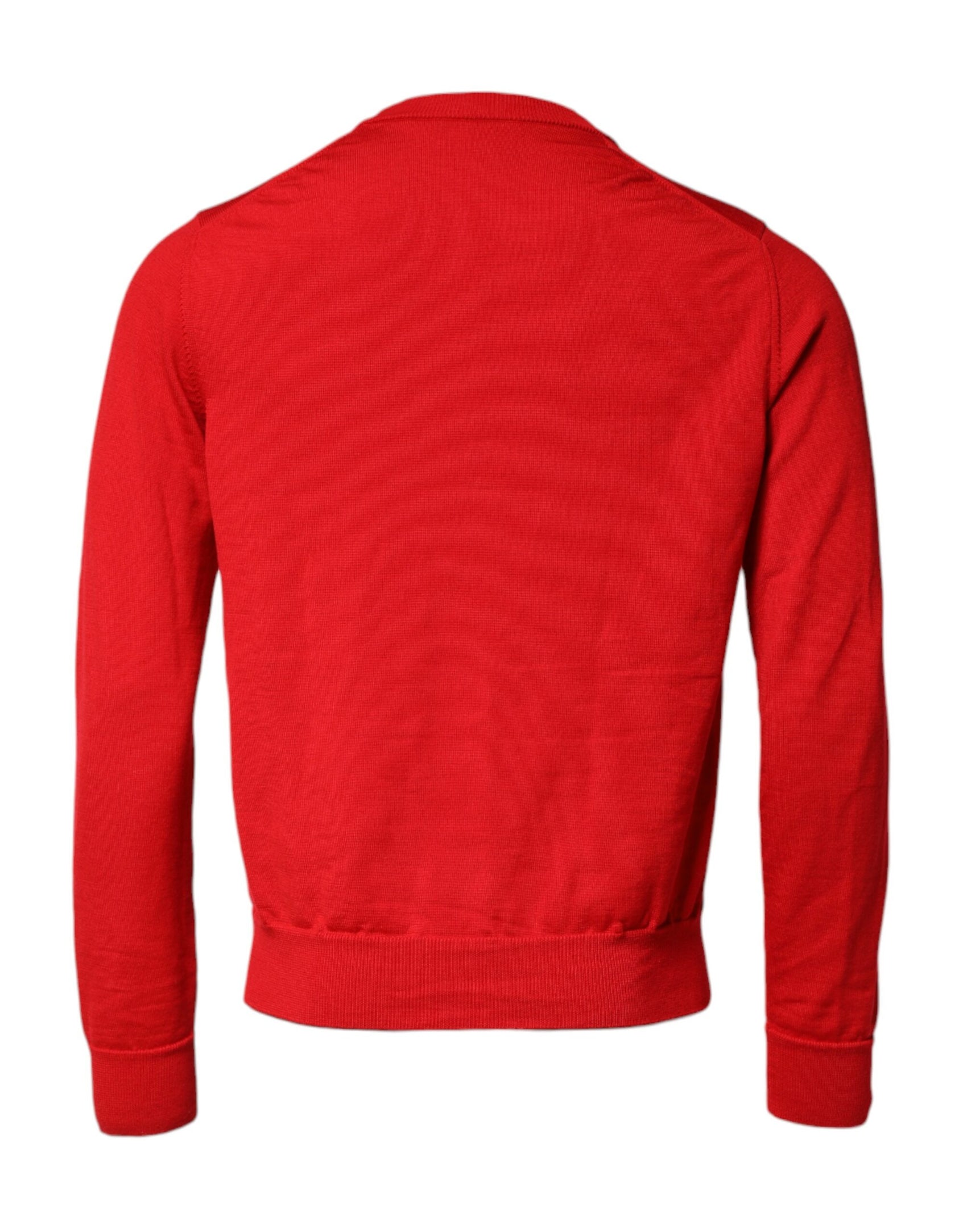 Dolce & Gabbana Red Eye Print Crew Neck Men Pullover Sweater