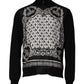 Dolce & Gabbana Black White Bandana Print Full Zip Sweater