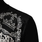 Dolce & Gabbana Black White Bandana Print Full Zip Sweater
