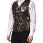 Dolce & Gabbana Black Gold Jacquard Formal Men Waistcoat Vest