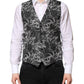 Dolce & Gabbana Black Gray Brocade Formal Men Waistcoat Vest