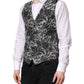 Dolce & Gabbana Black Gray Brocade Formal Men Waistcoat Vest