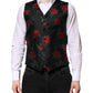 Dolce & Gabbana Red Floral Brocade Formal Men Waistcoat Vest