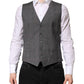 Dolce & Gabbana Gray Plaid Wool Formal Dress Waistcoat Vest