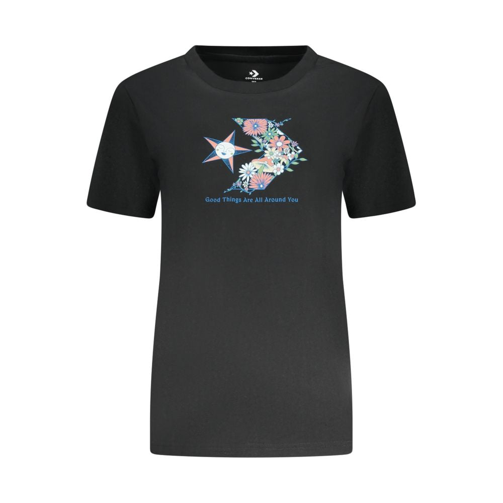 Black Cotton Women T-Shirt