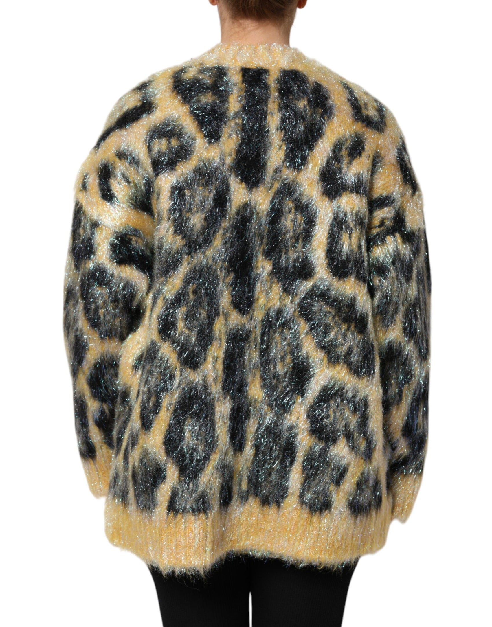 Dolce & Gabbana Multicolor Leopard Mohair Crew Neck Sweater